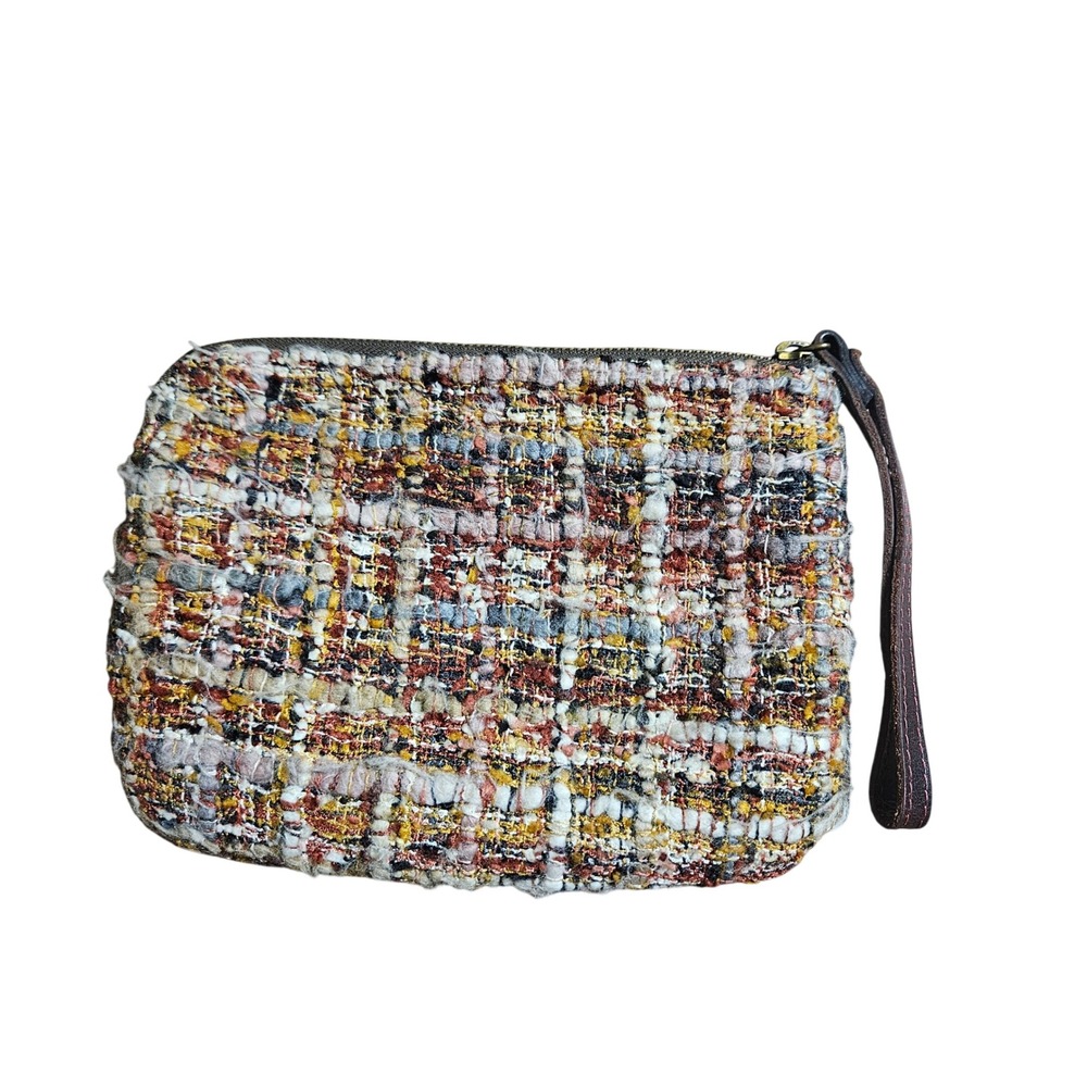 Patricia Nash Cassini Boucle Tweed Wristlet‎ Woven Pouch Zip Clutch Bag Multi